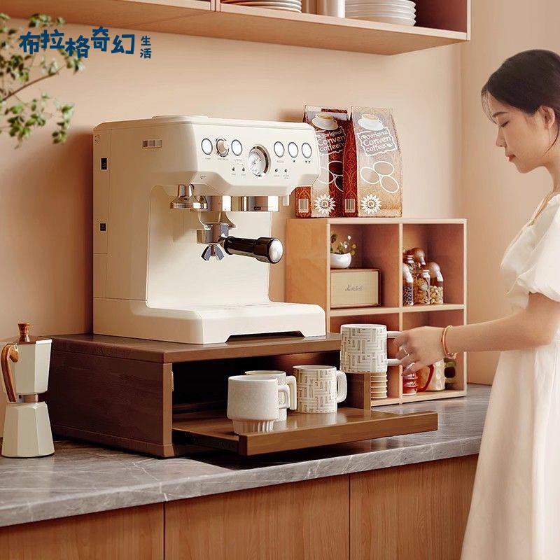實木杯架咖啡機置物增高架咖啡杯收納架桌面杯架抽屜式杯子置物架[PP0524061]