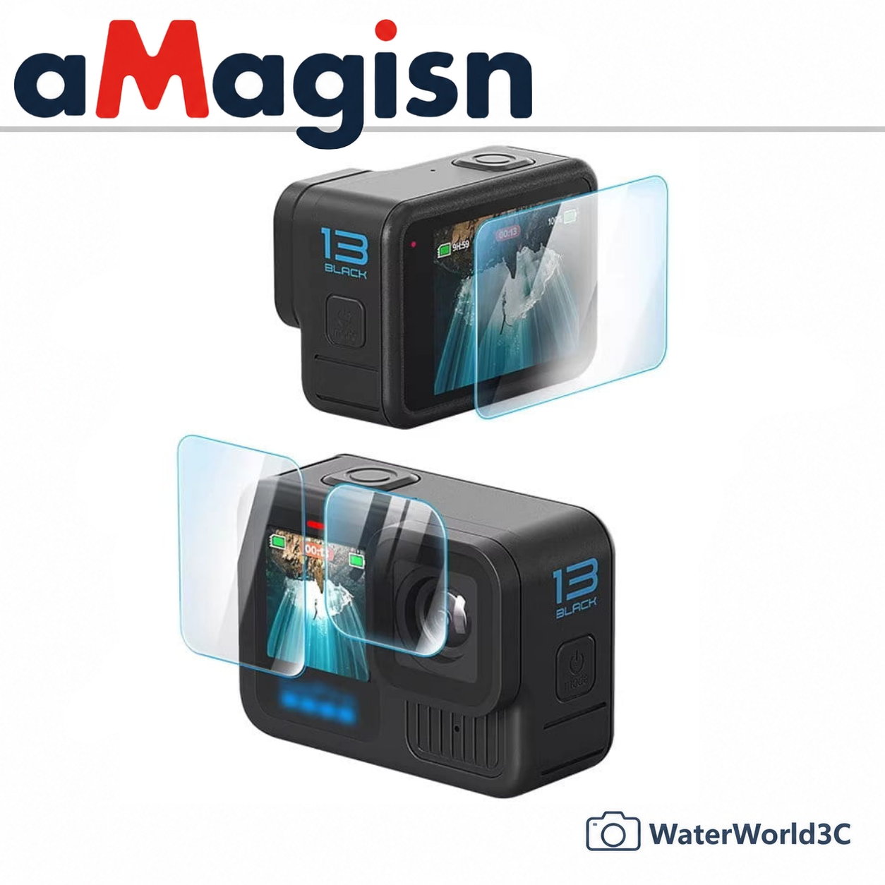 【中壢NOVA-水世界】aMagisn 阿邁 GoPro【HERO 13 鋼化玻璃保護貼 3片入】鏡頭 螢幕