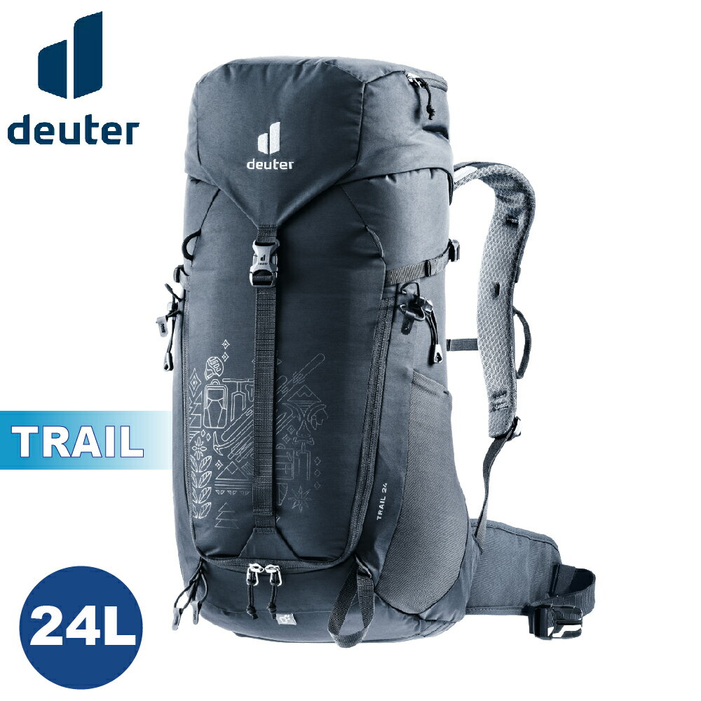 【Deuter 德國 24LTRAIL 限定版輕量拔熱透氣背包《黑》】3441523/戶外休閒包/健行登山包