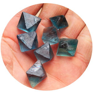 天然藍色螢石原石擺件八面體小號diy吊墜耳墜飾品礦物教學標本