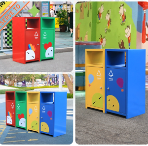 戶外卡通垃圾桶幼兒園分類定製方形大號遊樂場果皮箱學校創意室外