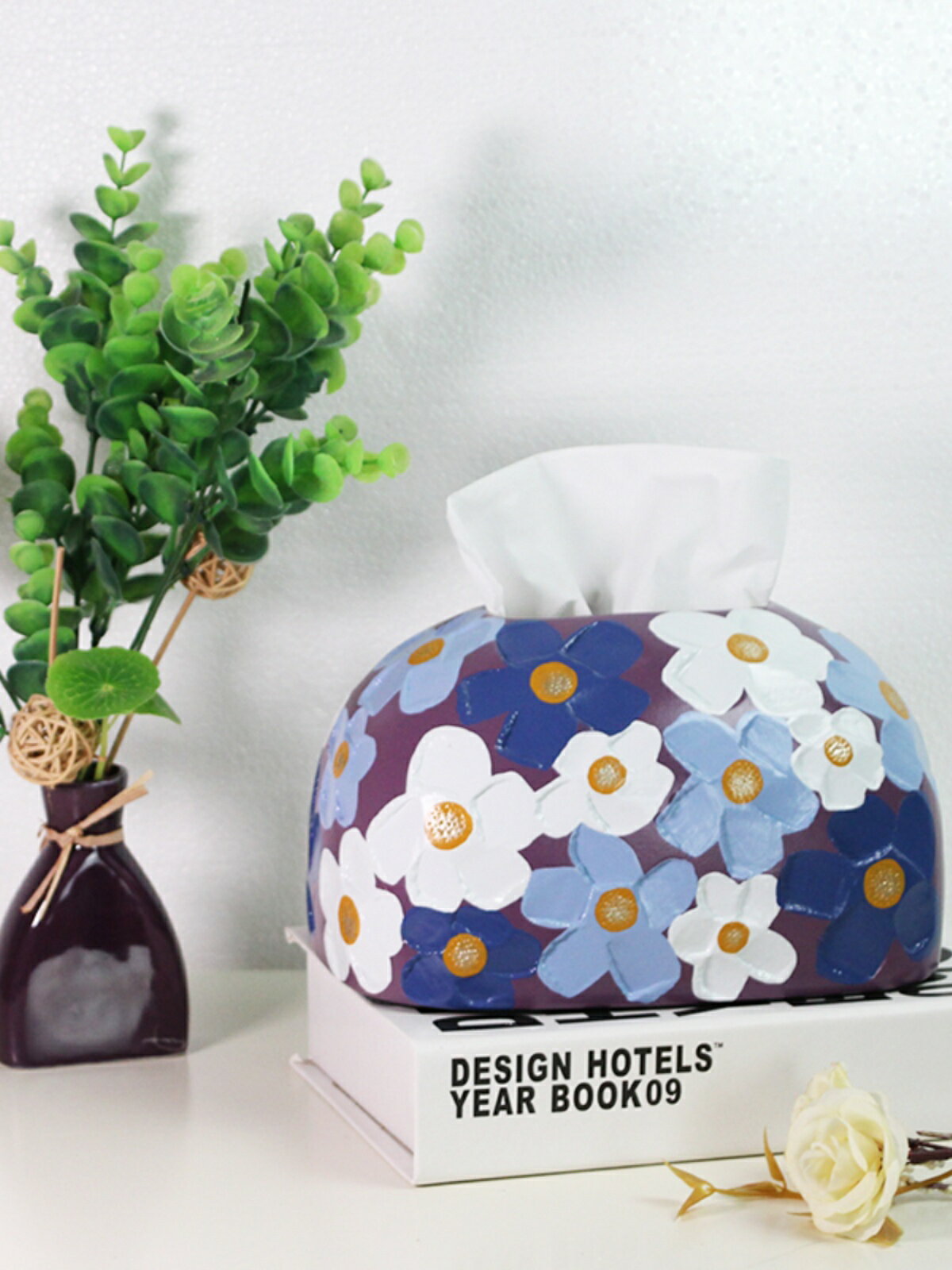 紙巾盒北歐創意ins輕奢陶瓷紙巾盒花朵紙抽盒桌面客廳裝飾擺件