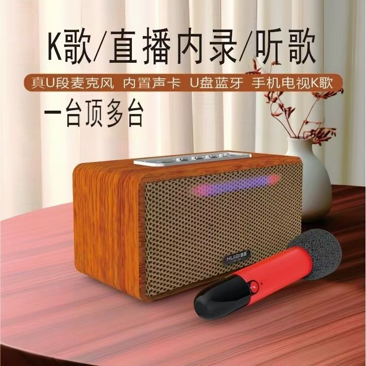 真U段無線麥克風 家庭戶外KTV迷你套裝直播音效卡K歌音響帶話筒【Snowbelle優選】