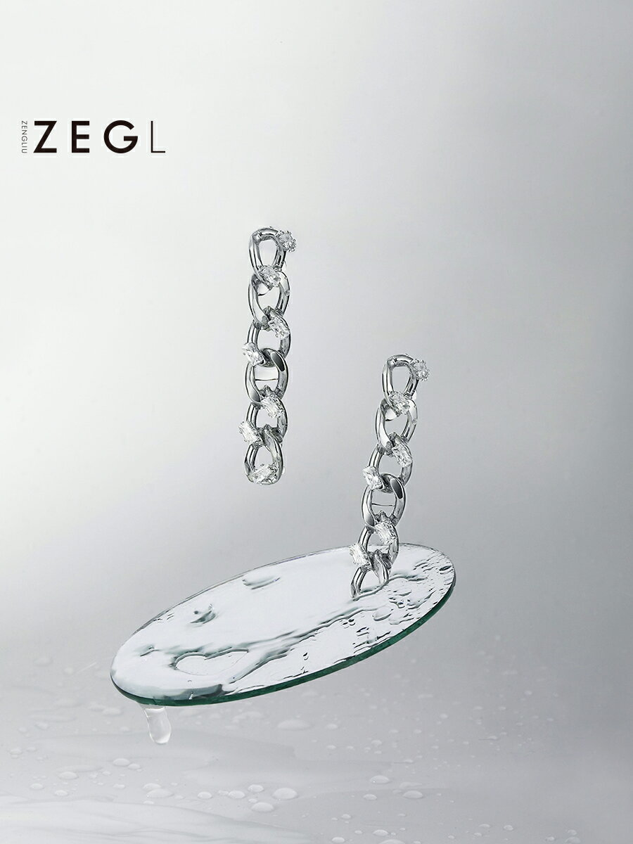 ZEGL鏈條耳環耳釘女韓國氣質復古2022年新款潮冷淡風小眾設計耳飾