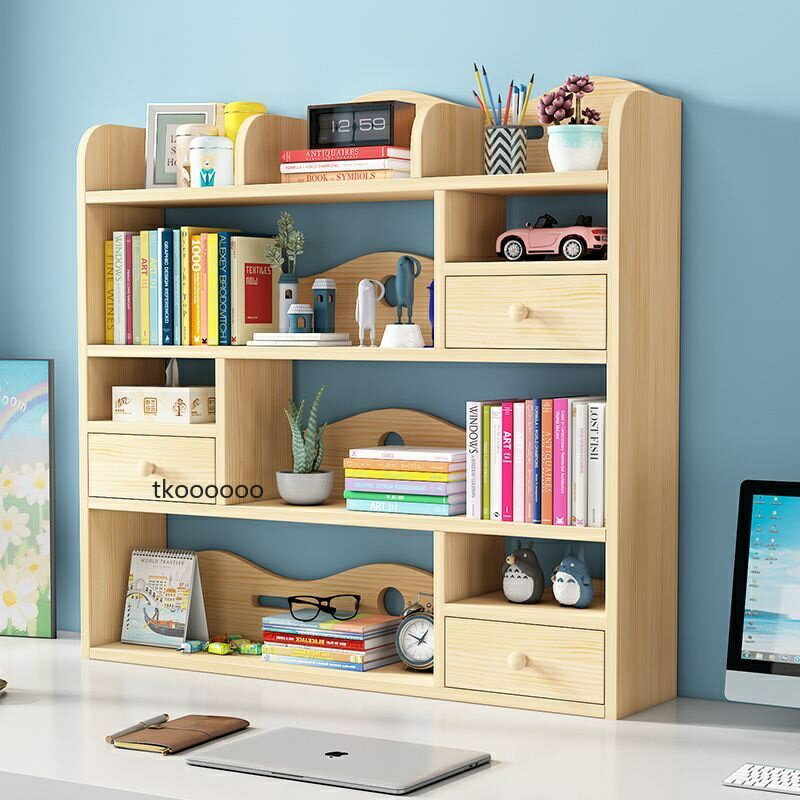 簡易全實木書櫃 學生書架整理收納架 松木多層飄窗儲物櫃 桌面置物架