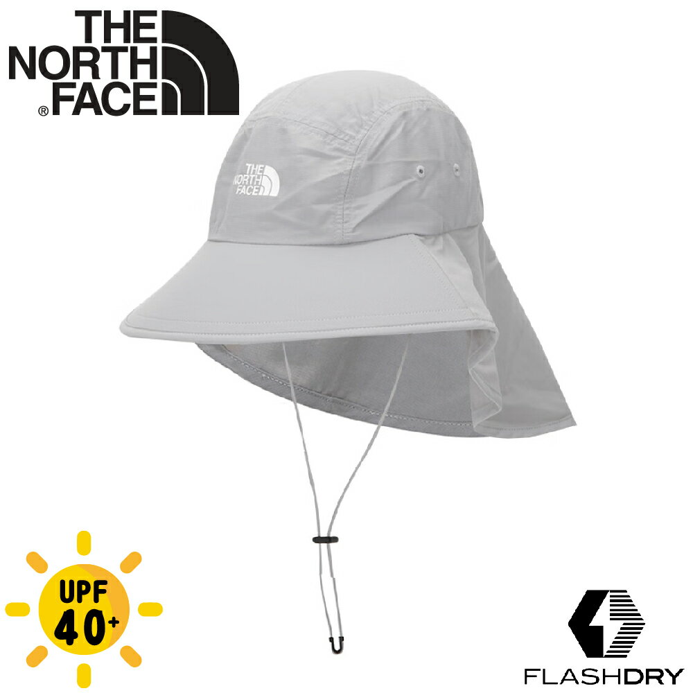 【The North Face 透氣快乾護頸遮陽帽《中灰》】7WH2/輕質登山健行遮陽帽/圓盤帽