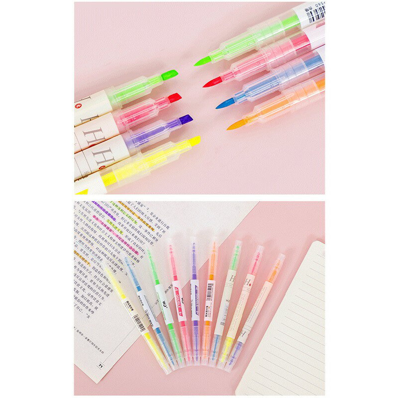 雙頭螢光筆【E018】台灣出貨 居家  螢光筆 雙頭 記號筆 畫重點 文具 魔術螢光筆 糖果色筆 筆 禮品贈品 5