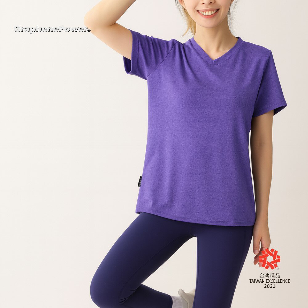 [現貨。免運] 石墨烯/遠紅外線/吸濕排汗/機能短袖/運動T 石墨烯溫控循環女短袖-薰衣紫《GP石墨烯機能短袖系列》