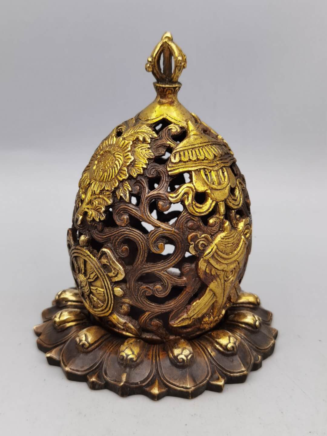 純銅鎏金盤擺件黃銅盤碟風水鎮宅