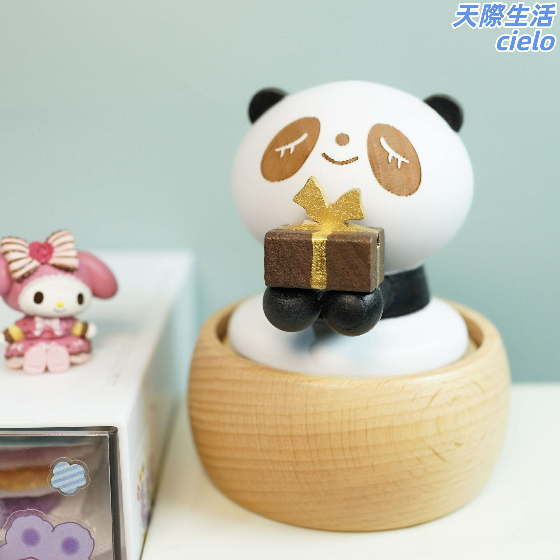 【手工木製】音樂盒 八音盒 大熊貓工藝品 創意禮物 生日禮物 旅遊紀念品 景區伴手禮 旋轉發條 療癒擺飾 臺灣設計