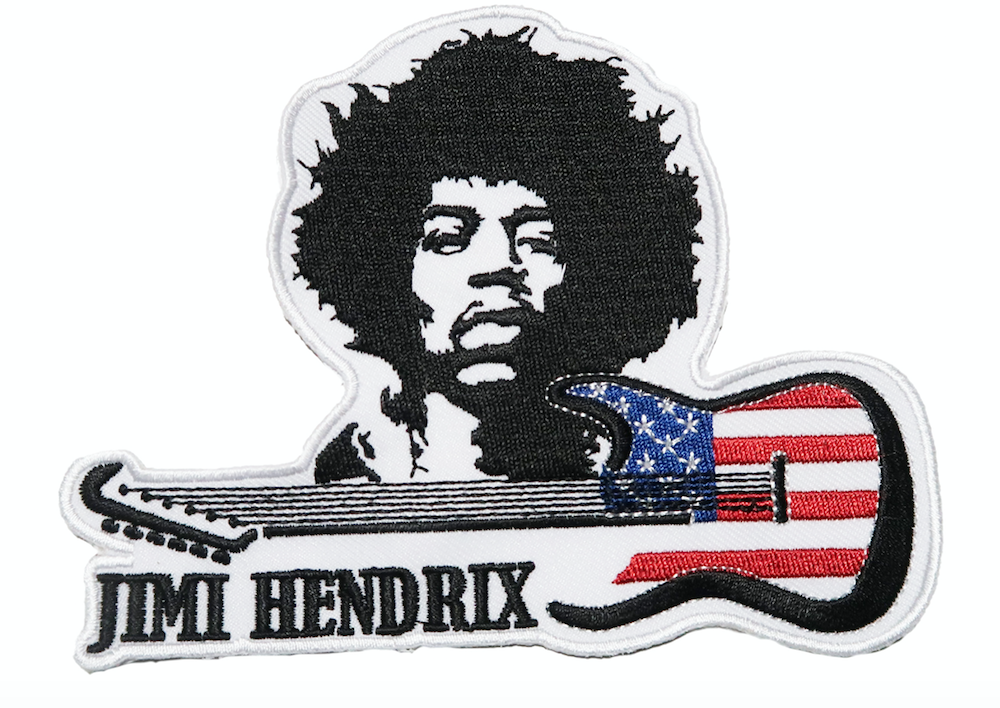 美國 Jimi 傳奇電吉他手 背膠皮夾 皮包 手機 刺繡貼布 電繡貼 背膠補丁 刺繡士氣章 貼章 補丁貼 燙布貼 徽章