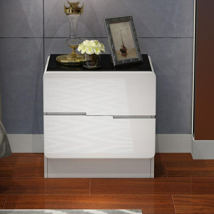 床頭櫃 床邊桌烤漆床頭櫃 簡約現代儲物櫃 臥室床邊小櫃子簡易白色收納櫃