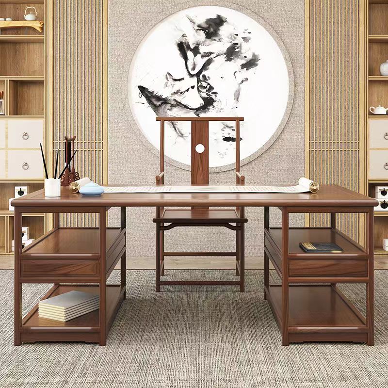 臺灣公司貨 開發票 免運 新中式實木書法桌書畫桌畫案仿古簡約毛筆書桌辦公桌家用中國風 快速發貨