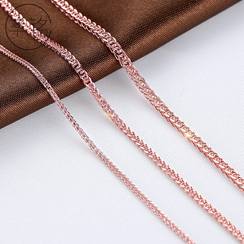 加粗長款18k玫瑰金色毛衣鏈肖邦鏈子s925純銀項鏈男女士裸鏈單鏈