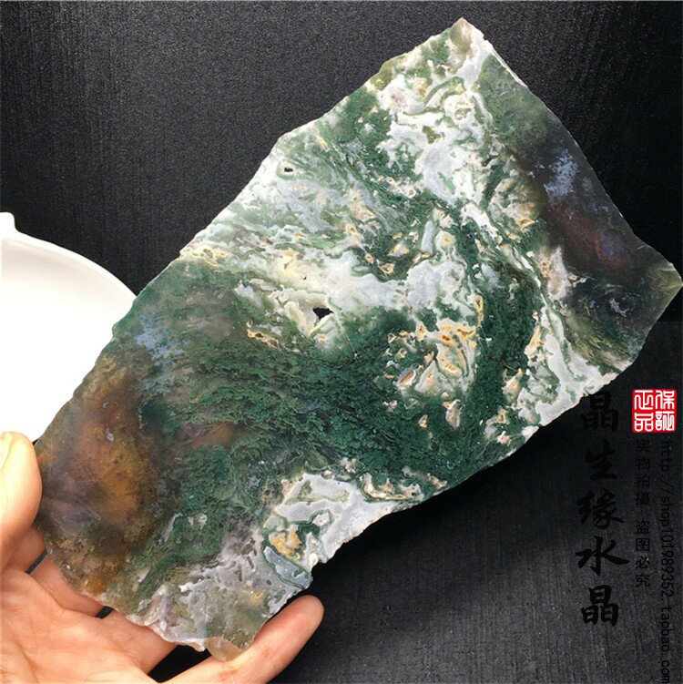天然水草瑪瑙片風景片擺件原石切片觀賞石實物圖可選