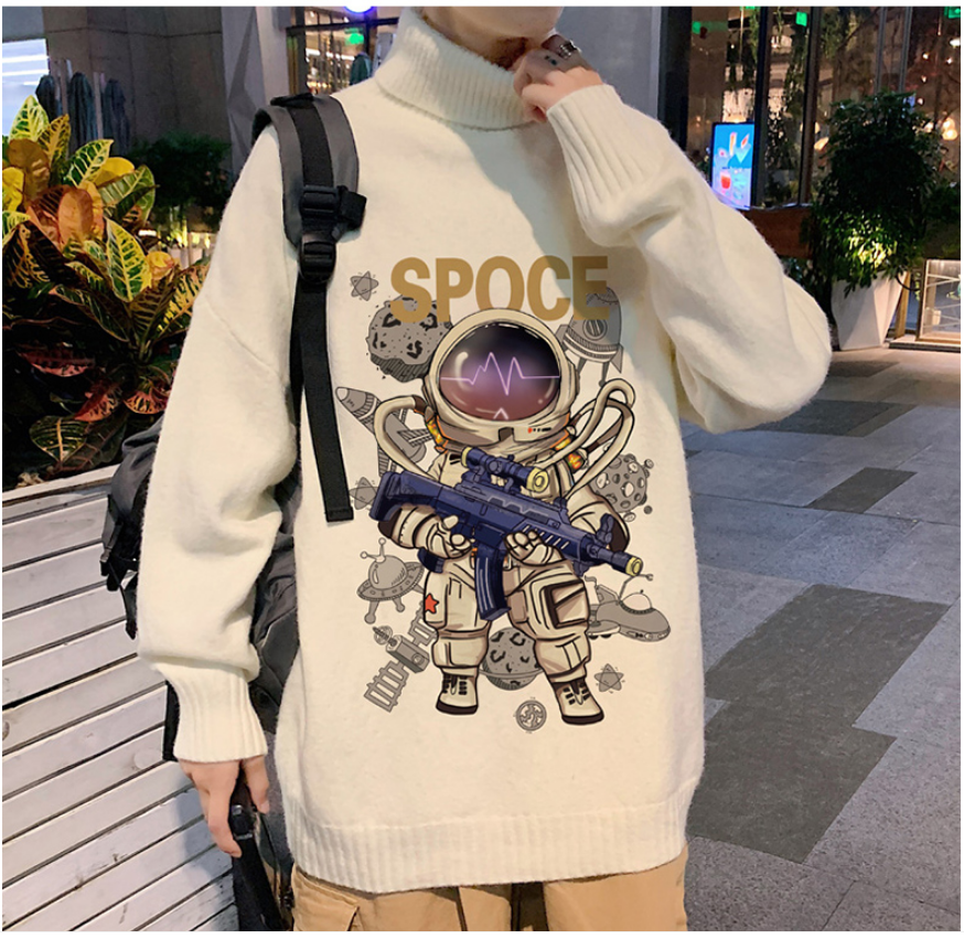 FINDSENSE X 男士高領毛衣男士翻領針織衫上衣黑色