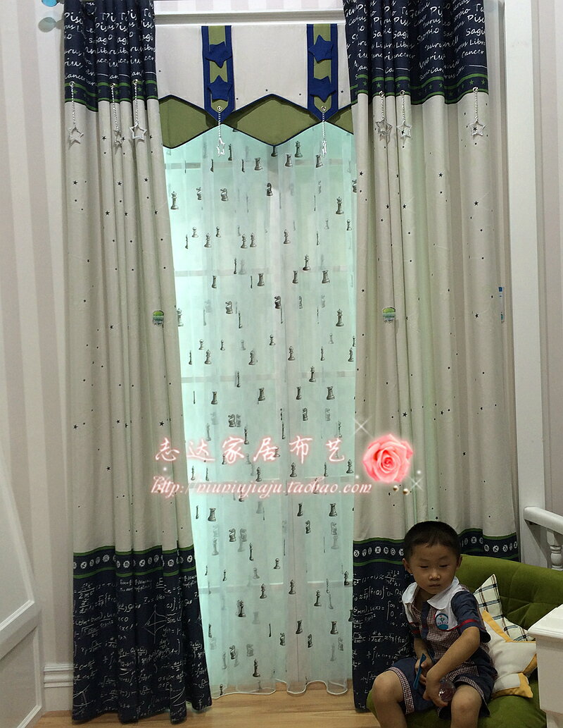 歐博萊布藝 韓式風格 男孩房窗簾 去甲醛窗簾 環保棉麻 星與星愿