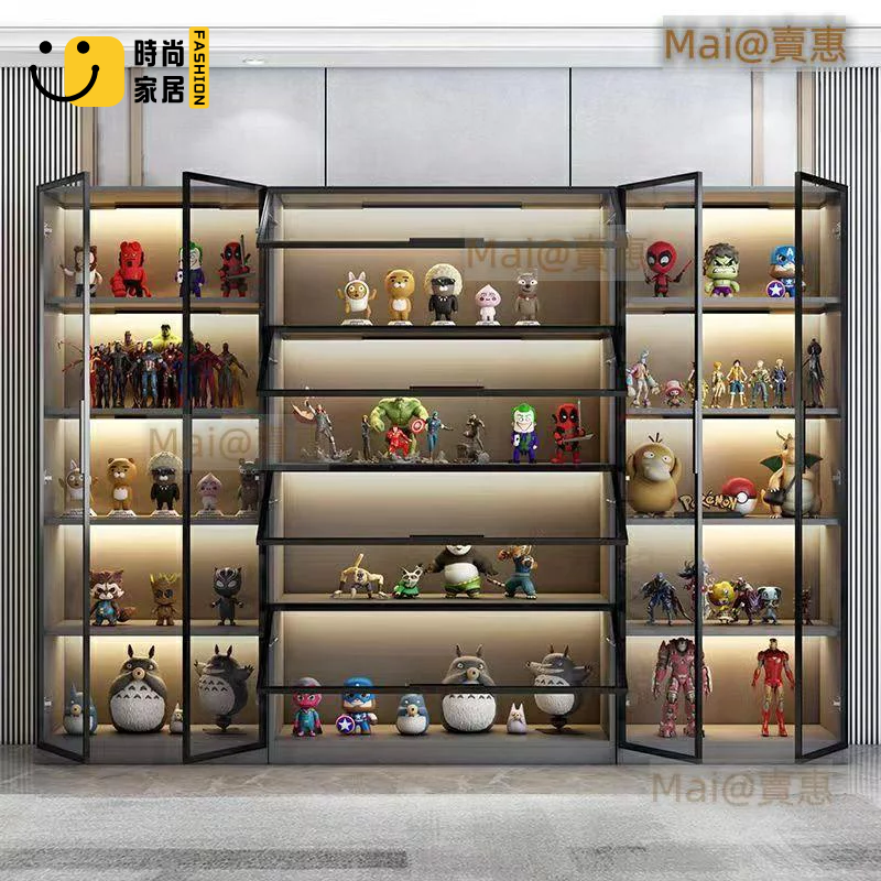 透明展示櫃 玻璃展示櫃 公仔櫃 模型櫃 收納櫃 置物櫃 輕奢手辦展示柜動漫樂高防塵玻璃儲物柜透明展示柜樂高展示柜大號