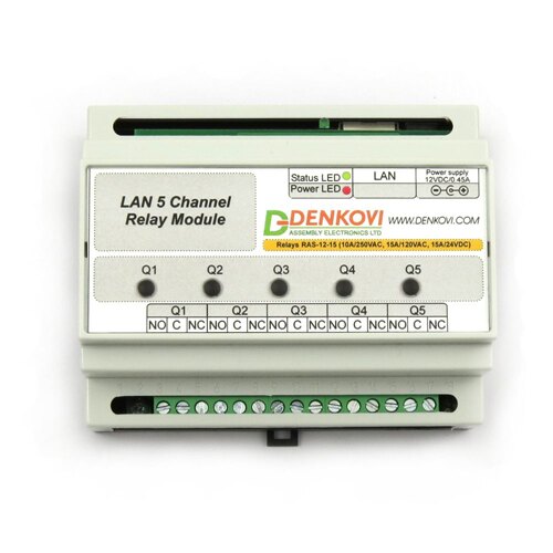 [2美國直購] denkovi 中繼板 Ethernet Relay Card 5 Channels - SNMP, HTTP/XML, Real Time Clock, DIN BOX