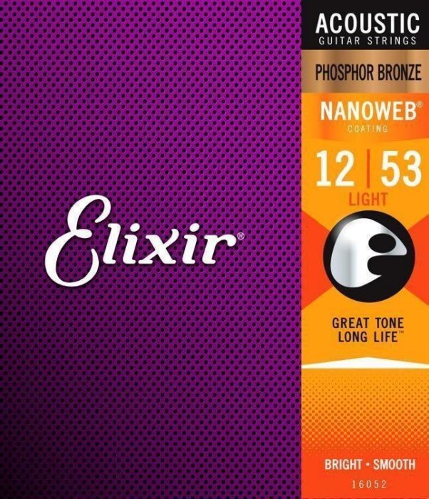 Elixir NANOWEB 16052 (12-53) 薄膜 防鏽 磷青銅 木吉他弦 民謠吉他弦【唐尼樂器】