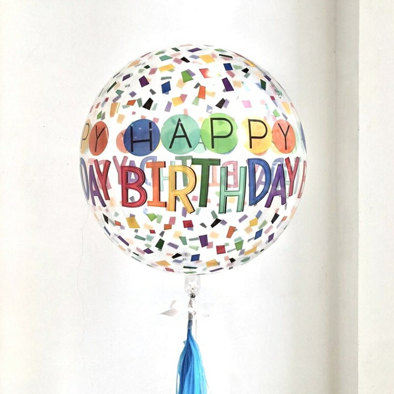 ins彩虹紙屑波波球4D球生日快樂happy birthday氣球派對布置