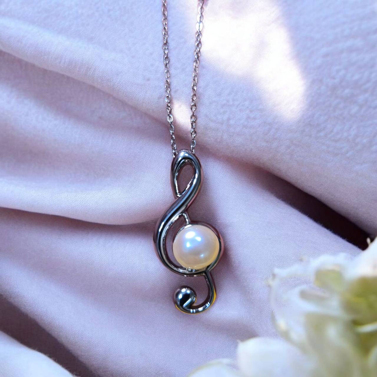 高音符記號單珍珠項鍊 2