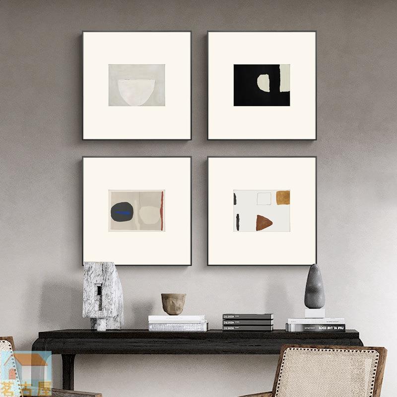 藝術抽象客廳裝飾畫簡約現代幾何沙發背景墻畫高級灰莫蘭迪正方畫