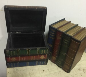 復古歐式木質書本造型收納盒桌面雜物收納盒書房書架裝飾書盒原69