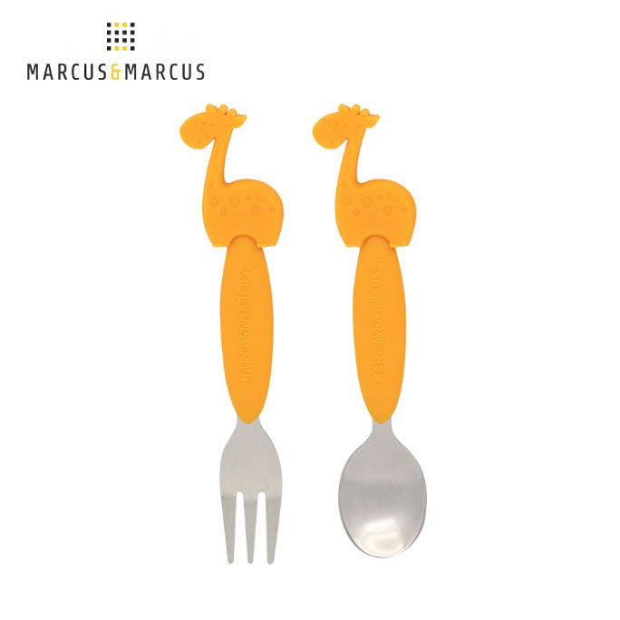【加拿大 Marcus & Marcus】動物樂園不鏽鋼叉匙餐具組 - 長頸鹿