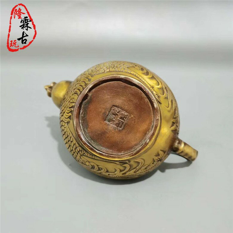 人気セール，お得 【精品】民間収集 稀少 貴重 銅製細工 提梁壺 茶壺