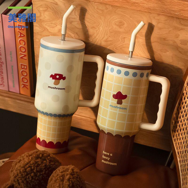 免運 水杯 保溫杯 保溫壺 水壺 噸噸保溫杯吸管杯陶瓷內膽巨無霸帶把手冰霸水杯子 八折下殺 快速出貨sysb
