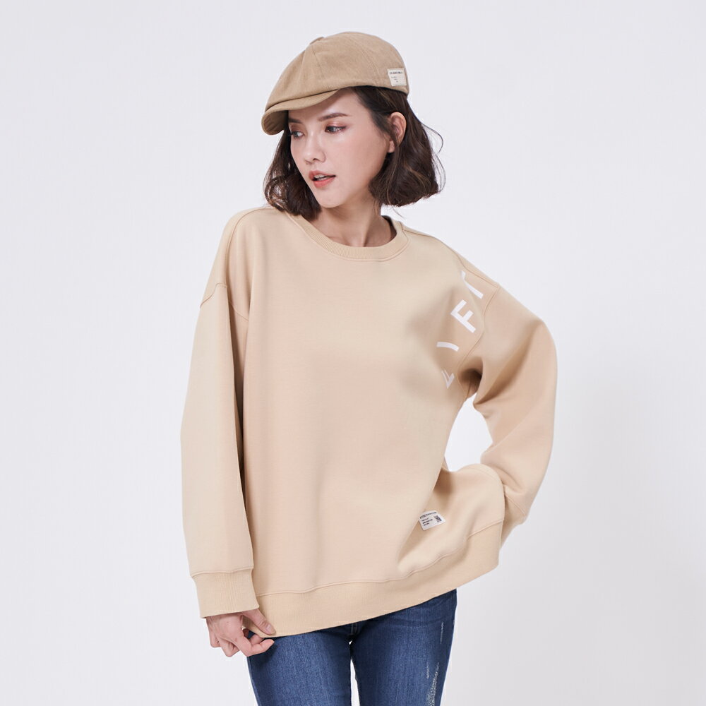 女袖朧印字上衣-灰卡其【5th STREET】【APP下單享4%點數】 1