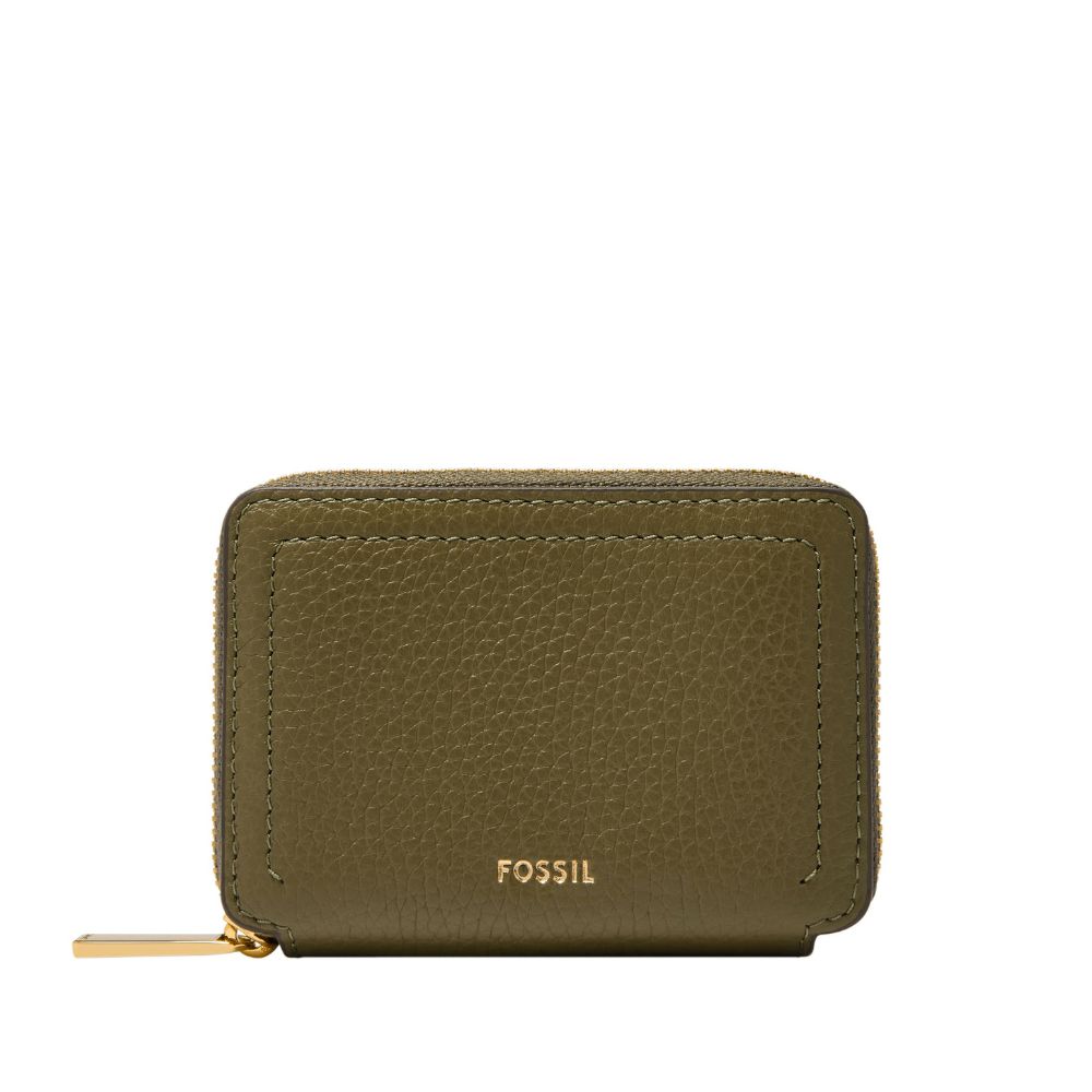 送禮首選 ★ 【FOSSIL】Logan 真皮拉鍊RFID防盜卡夾-綠色 SL10045316【 美國時尚品牌 】 附防塵袋+提袋