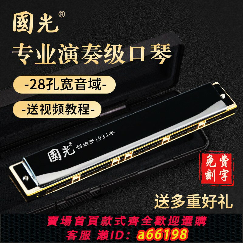 【臺灣公司 可開發票】上海國光口琴28孔復音24孔重音C調專業演奏級初學者學生成人入門