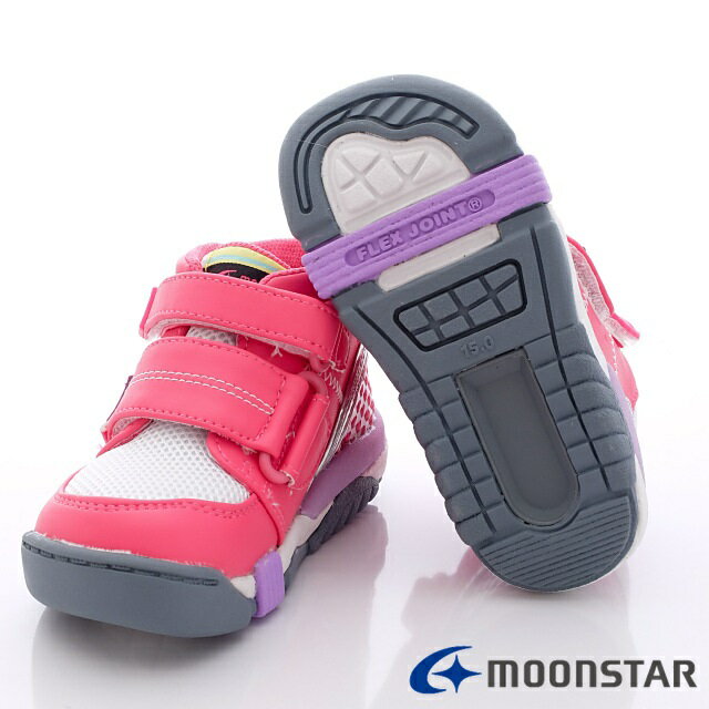 日本月星Moonstar機能童鞋矯健系列寬楦穩定彎曲鞋款21404粉(中小童段/中大童段) 6