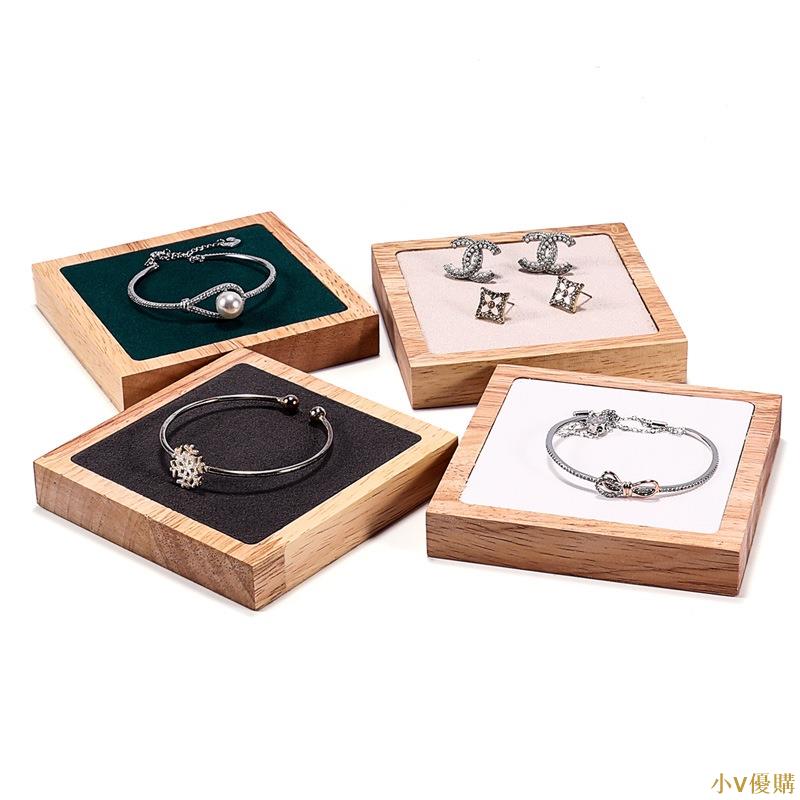 小V優購木製首飾托盤手鍊展示架首飾架戒指耳環項鍊架櫃檯珠寶展示照片道具裝飾品