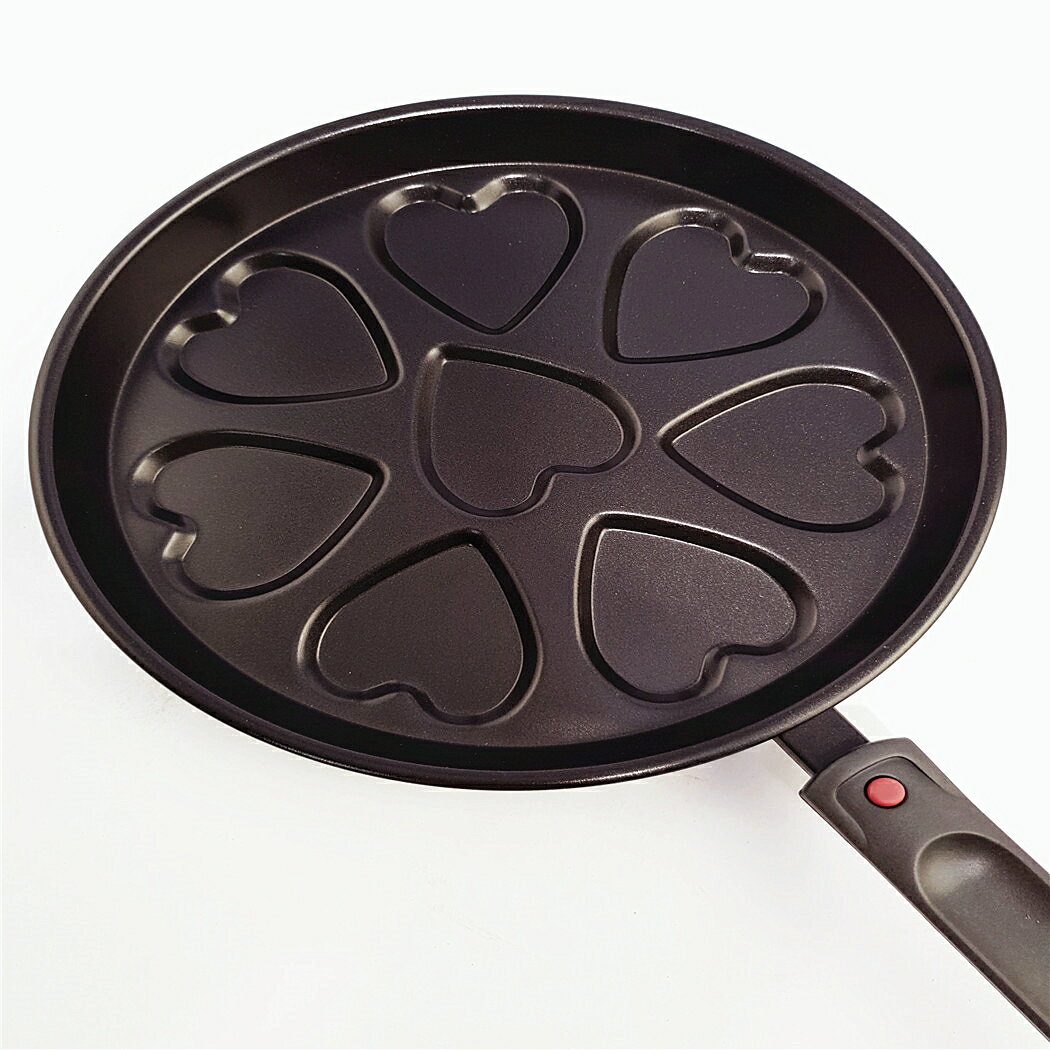 心型煎烤盤(FP-178KD) 台灣製造平底鍋不沾鍋鬆餅雞蛋糕銅鑼燒可拆式鍋柄8孔不沾黏(依凡卡百貨)
