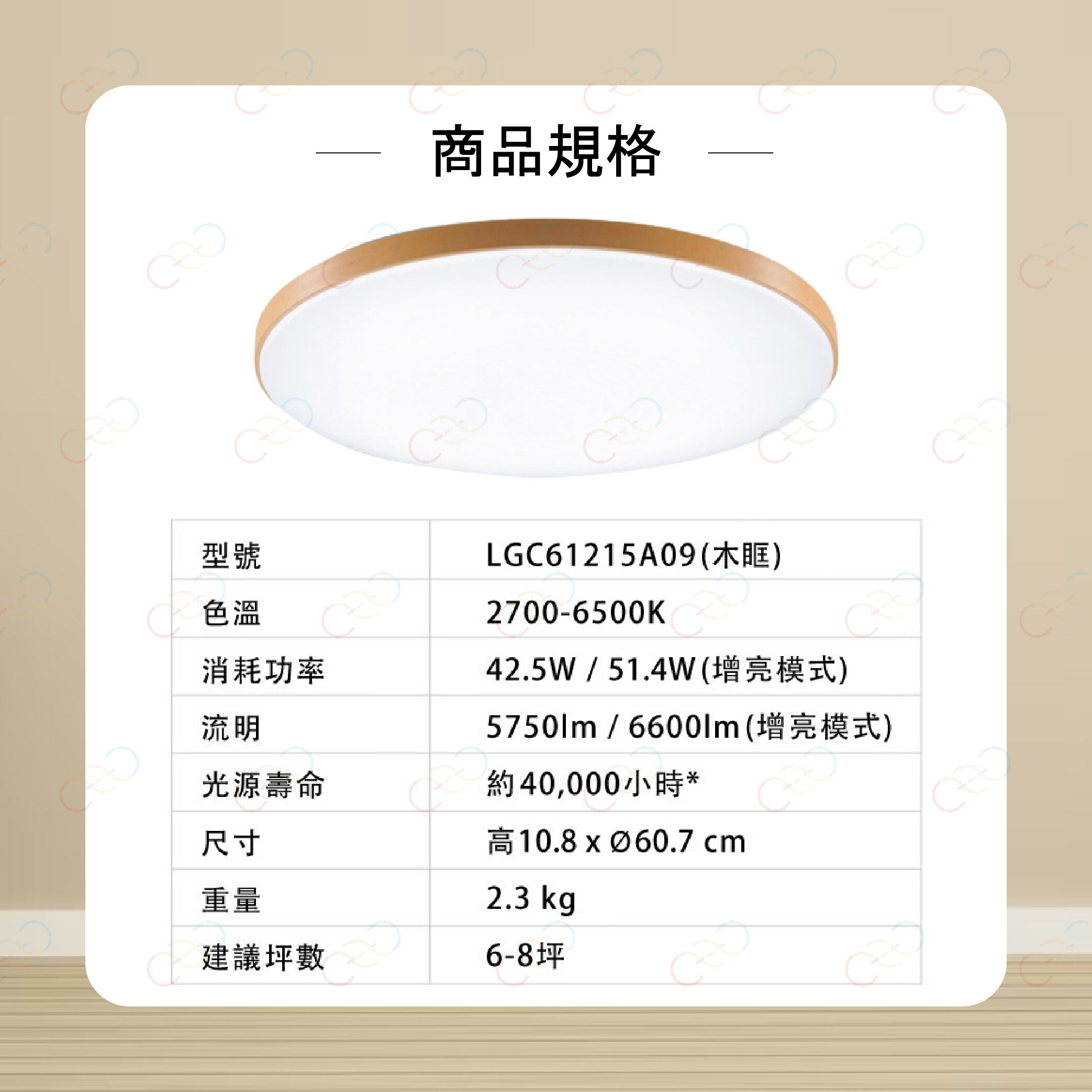 保固5年 Panasonic LED 增亮吸頂燈 木眶 國際牌 LGC61215A09 吸頂燈 (A Light) 8