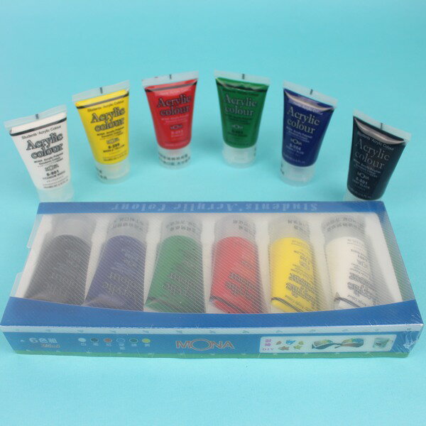 蒙納壓克力顏料 6色組 25ml /一箱10盒入(定195) 丙烯顏料 膠盒 462-061