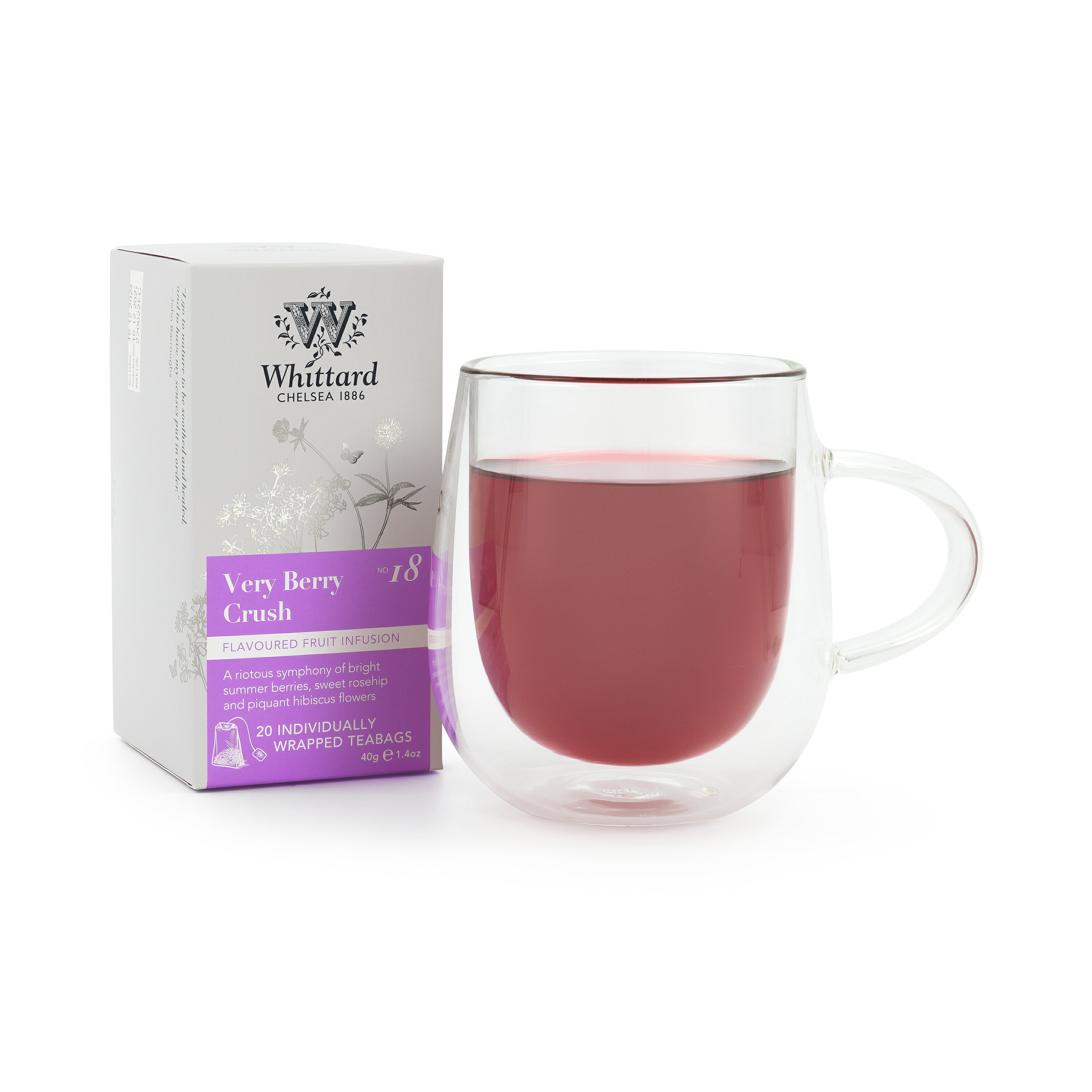 英國 Whittard of Chelsea 愛戀莓果茶 Very Berry Crush -水果茶&草本茶系列-40g/2gx20入/盒