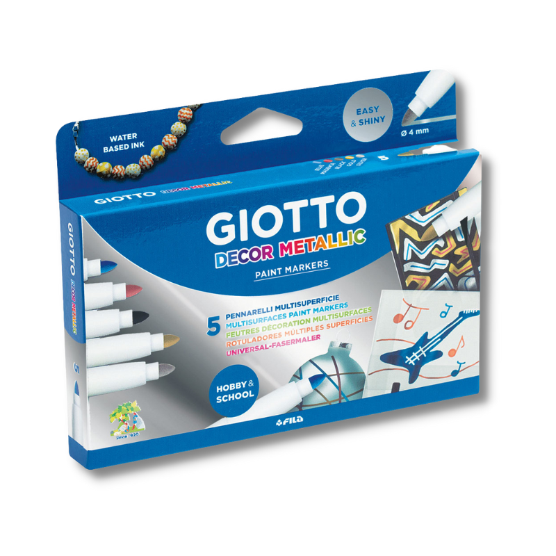 義大利 Giotto 萬能金屬色彩繪筆 5色 金屬 彩色筆 彩繪筆 畫畫 兒童 畫圖 美術 美勞用品 附發票【心心哈德】現貨 全館499超取免運｜全場下殺★滿額再享折扣