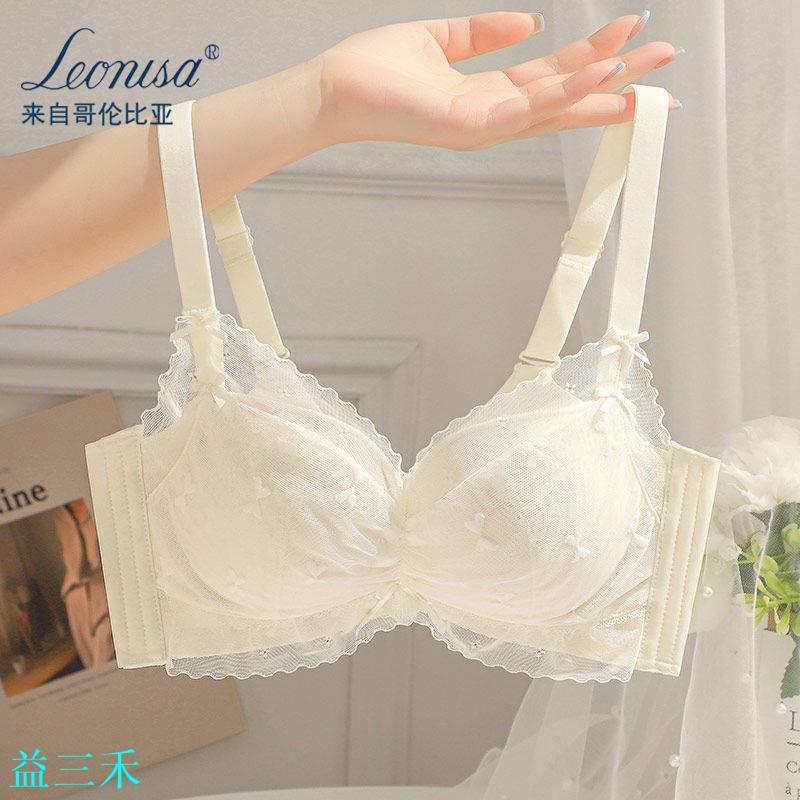 Leonisa內衣女小胸聚攏顯大調整型無鋼圈收副乳防下垂蕾絲文胸罩-益三禾