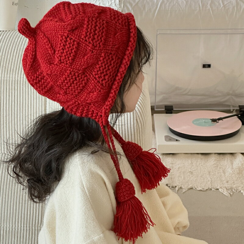 兒童帽 冬季帽 護耳帽 針織帽女兒童時尚百搭小女孩純色毛線帽男女童秋冬季新款保暖帽子『TS4244』