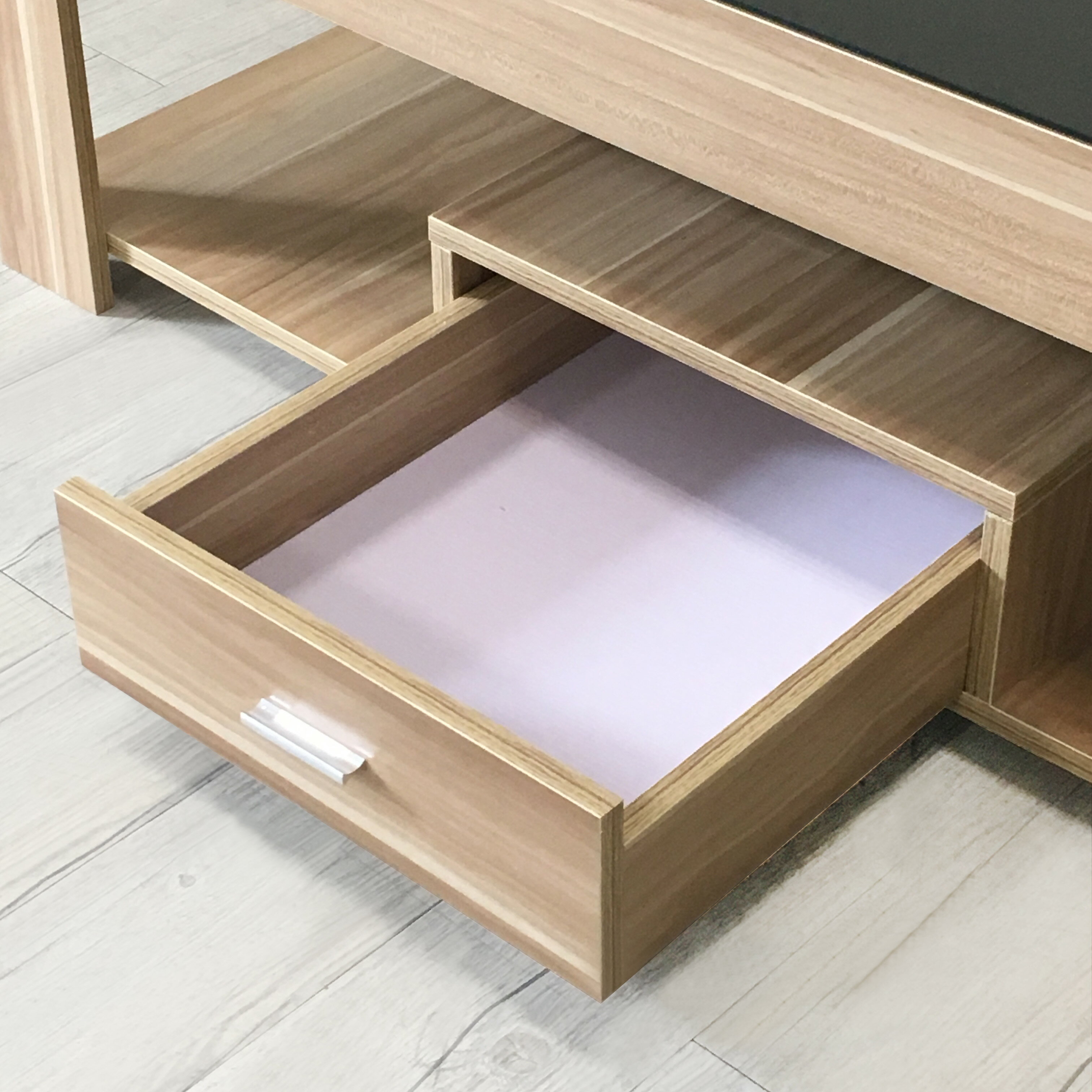 《黑帝斯》免運費 抽屜 茶几 工業風 玻璃 大几 長方 收納大茶几 桌子 創意傢俱 日式 木質 收納茶幾 黑色 柚木色 原木色 【新生活家具】 6