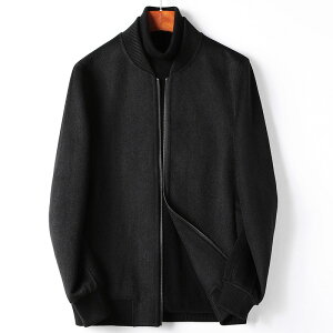 【巴黎精品】毛呢外套短版夾克-仙鶴刺繡羊毛立領男外套p1ac63