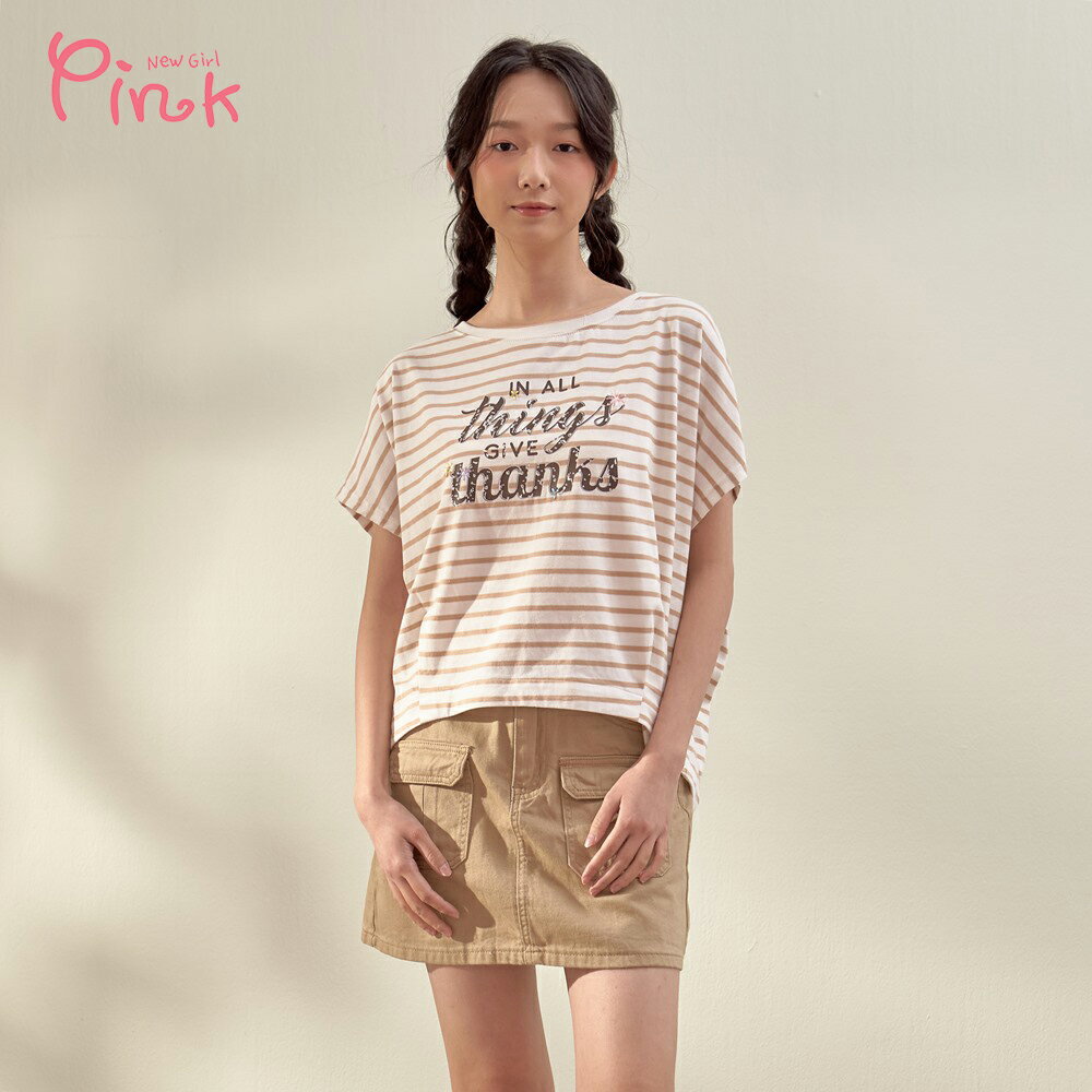 Pink*夏日宣言條紋短袖上衣 Y2305AD