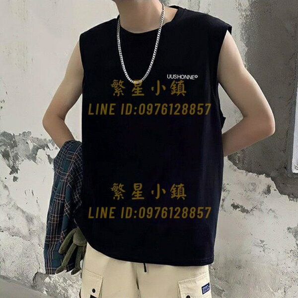 無袖薄款背心男士韓版潮流寬鬆無袖t恤港風運動坎肩上衣服男【繁星小鎮】