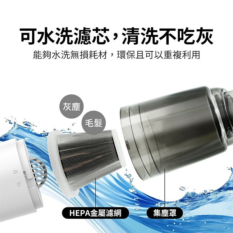 【安伯特】小速吸無線吸塵器(國家認證 一年保固)車用吸塵器 迷你 桌上型 車家兩用 HEPA金屬濾網可水洗 9
