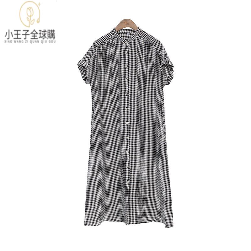 【公司現貨速發】免運 開發票 小王子女裝年夏季亞麻連衣裙復古立領文藝風百搭顯瘦中長款立領亞麻裙女裝上衣 流行女裝 棉麻 早秋 日韓女裝