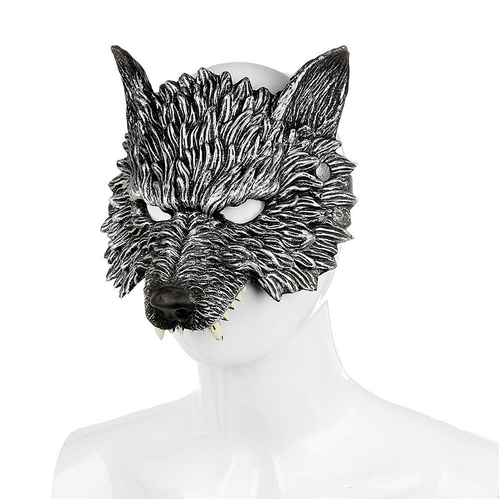 萬聖節面具狼人面罩動物頭套狂歡節柔軟PU發泡3D逼真裝扮道具面具
